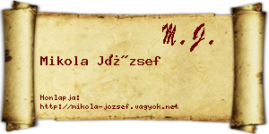 Mikola József névjegykártya